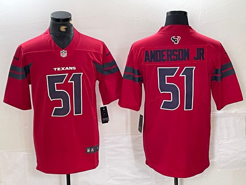 Men Houston Texans 51 Anderson jr Red Second generations 2025 Nike Limited NFL Jersey style 1